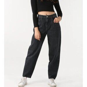 Old Navy Size 6P Extra High Rise Balloon Jeans Black Petite Denim Barrel Cotton